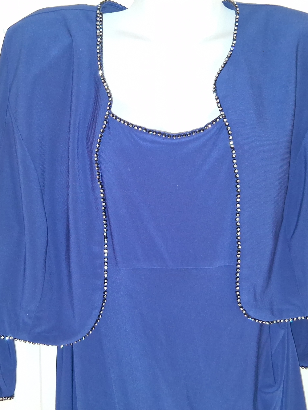Vintage Y2K Kathy Roberts R&M Richards Royal Blue 2pc Dress & Jacket Set Size 16 - Picture 2 of 16